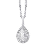 Pear Shaped Diamond Cluster Pendant Necklace