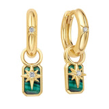 Gold Faceted Green Earring Charm