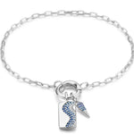 Silver Wave Blue Sparkle Charm