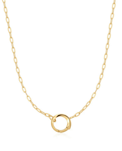 Gold Mini Link Charm Chain Connector Necklace