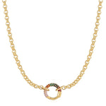 Gold Chain Rainbow Connector Necklace