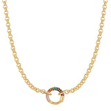 Gold Chain Rainbow Connector Necklace