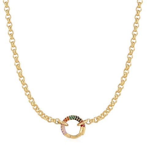 Gold Chain Rainbow Connector Necklace