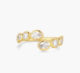 Gold Organic Pebble Spiral Bezel Adjustable Ring