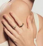 Gold Organic Pebble Spiral Bezel Adjustable Ring