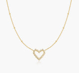 Gold Bezel-Set Round Open Heart Necklace