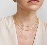 Gold Bezel-Set Round Open Heart Necklace