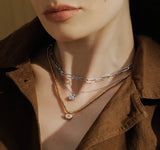Silver Bezel Organic Pebble Necklace