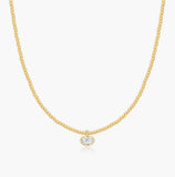 Gold Bezel Organic Pebble Beaded Necklace