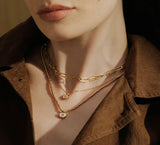 Gold Bezel Organic Pebble Beaded Necklace