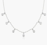 Silver Graduated Bezel Round Drop Station Necklace
