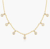 Gold Graduated Bezel Round Drop Station Necklace