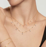 Gold Graduated Bezel Round Drop Station Necklace