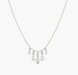 Silver Bezel-Set Teardrop Cascade Necklace