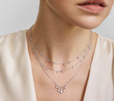 Silver Bezel-Set Teardrop Cascade Necklace