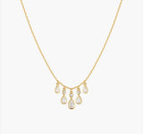 Gold Bezel-Set Teardrop Cascade Necklace
