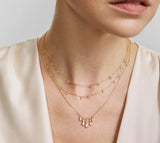 Gold Bezel-Set Teardrop Cascade Necklace