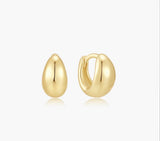 Gold Organic Dome Pebble Huggie Hoop Earrings