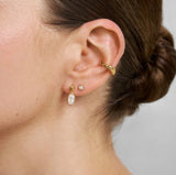 Gold Bezel Organic Pebble Dangle Stud Earrings