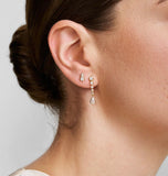 Gold Bezel Round & Teardrop Stud Earrings