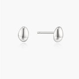 Silver Organic Dome Pebble Stud Earrings