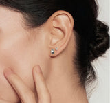 Silver Organic Dome Pebble Stud Earrings