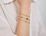 Gold Bezel Amazonite Organic Dome Pebble Station Bracelet