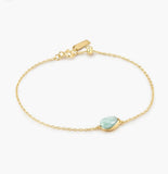 Gold Bezel Amazonite Organic Dome Pebble Bracelet