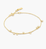 Gold Bezel-Set Droplet Station Bracelet