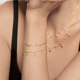 Gold Bezel-Set Droplet Station Bracelet
