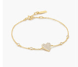 Gold Pavé Heart with Bezel Station Bracelet
