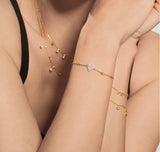 Gold Pavé Heart with Bezel Station Bracelet