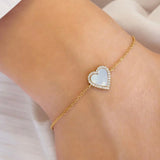 Gold Mother of Pearl Halo Heart Bracelet