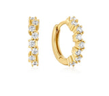 Gold Sparkle Cluster Huggie Hoop Earring