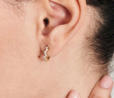 Gold Sparkle Cluster Huggie Hoop Earring