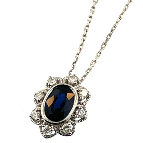 Blue Sapphire & Diamond Necklace