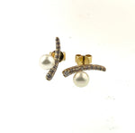 Freshwater Pearl & Diamond Ear Climbers