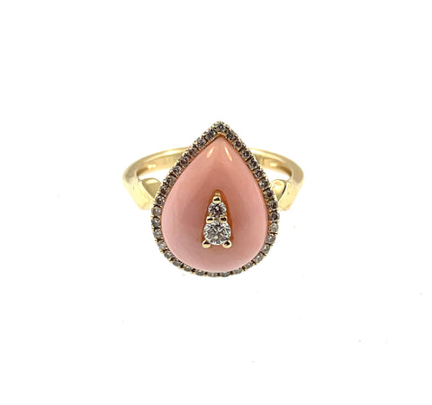 Pink Opal and Diamond Ring