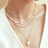 Gold Freshwater Pearl Pendant Necklace