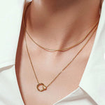 Gold Hoop Freshwater Pearl Necklace