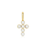 Shell Pearl Cross Charm