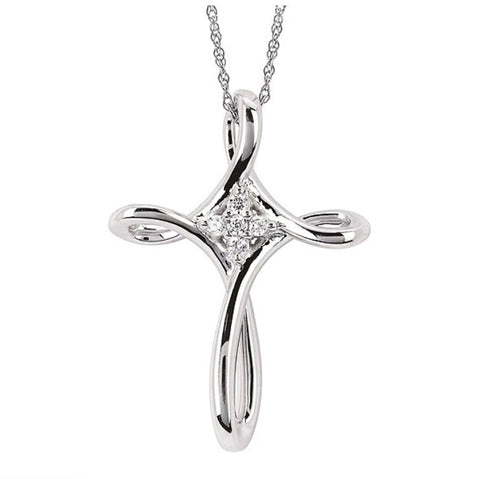 White Gold Diamond Cross Necklace