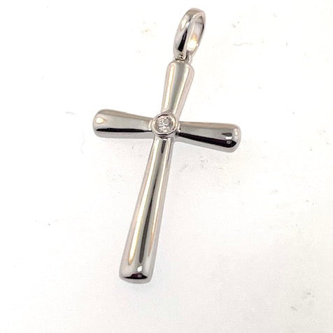 White Gold Diamond Cross Pendant