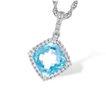 Aquamarine and Diamond Pendant Necklace