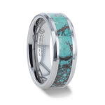 Turkis Turquoise Spider Web Inlay Tungsten Ring