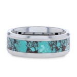 Turkis Turquoise Spider Web Inlay Tungsten Ring