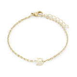 Gold IP Stainless Steel Block Initial Bracelet