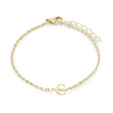 Gold IP Stainless Steel Block Initial Bracelet