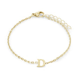 Gold IP Stainless Steel Block Initial Bracelet