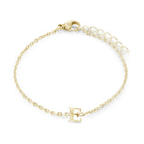 Gold IP Stainless Steel Block Initial Bracelet